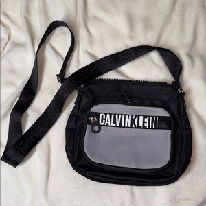 Calvin Klein Black and Gray Messenger Bag with Adjustable Strap